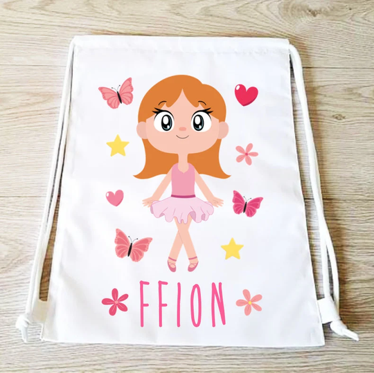 Ballet Bag Ballet Gift Dance Ballerina Gym Drawstring Backpack School Sports Personalised