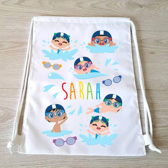 Kids Swimming Bag Swim Wet Drawstring Backpack School Gym Sports Pool Party Pe Personalised Beach