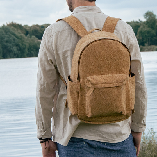 Personalized Vegan Cork Leather Backpack With 15