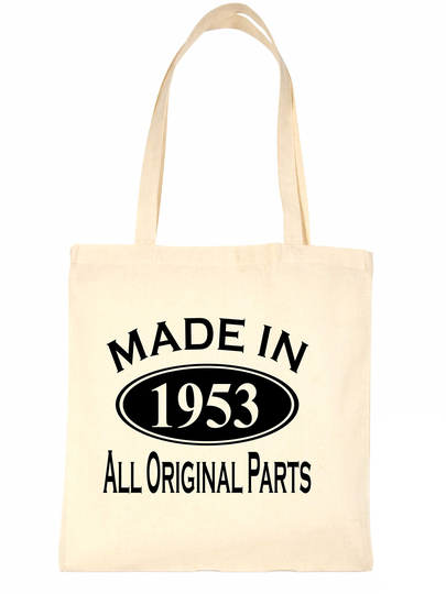 Print4U Made in 1953 Age 70 Tote Bag 70Th Birthday Gift Happy 100% Cotton Shopping