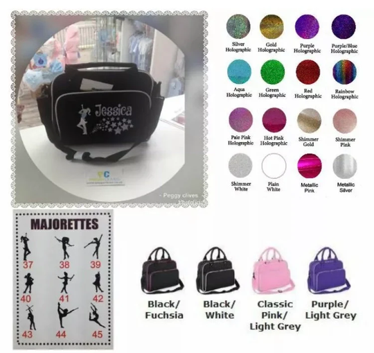 Personalised Majorette Baton Dance Bag School Any Name Fab Glitter Free Postage Gift Xmas Birthday Easter Little Girl