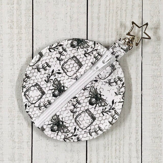 Zippered Pouch With Key-Ring For Ear Buds, Lip Balm, Change, Baby Pacifier, Etc