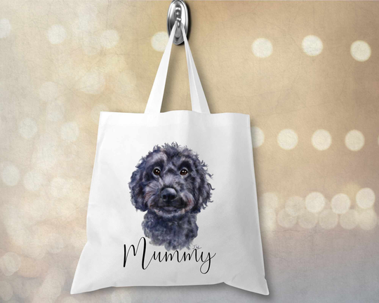 Cockapoo Dog Personalised Tote Bag Any Name Shopping Tote White Or Natural