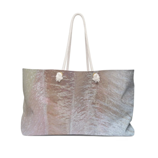 Tote Bag With Rope Handles - Weekender, Overnight, Beach, Around Town, Yoga, Exercise, Gym- Abstract Art #100 Beige Gray Shimmering Light