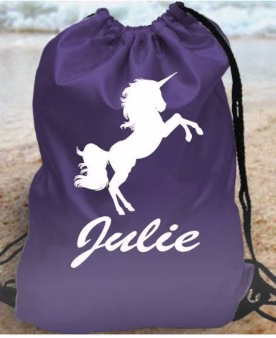 Personalised Kids Gym Bag School Pe - Your Name Unicorn Design
