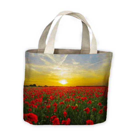 Poppy Field Sunset Tote Shopping Bag For Life - Poppies