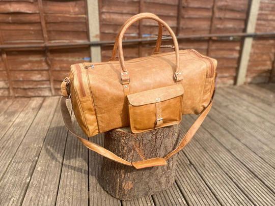 Duffle Bag, Genuine Leather Gym Bag, Travel Cabin Luggage, Overnight Holdall Storage Weekend Bag UK