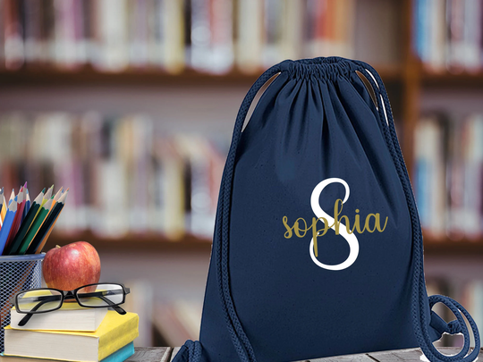 Personalised Gym Bag, Custom Drawstring School Personalized Weekend Sports Overnight Duffel Cute Kids Pe & Swim Bag