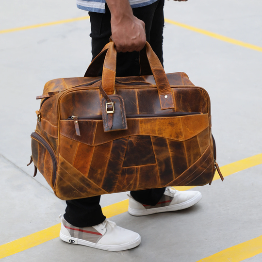 Handmade Brown Leather Duffle Bag, Personalized Large Weekend Vacation Holidays Travel Best Men Gift, Groomsmen Bag