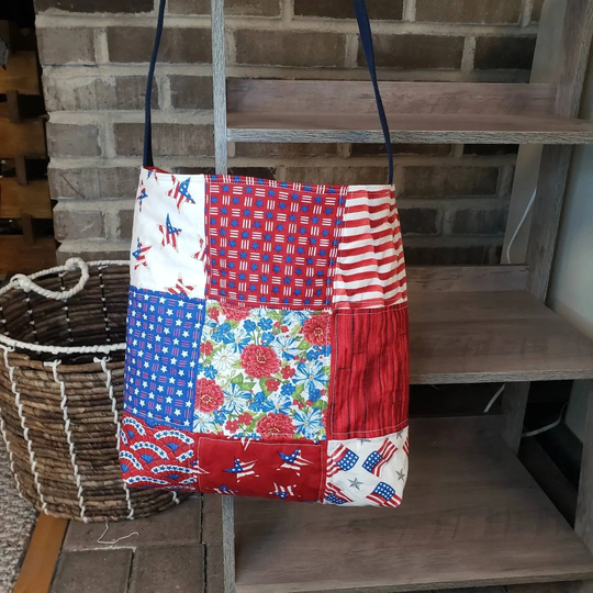 Red White & Blue Bag, Quilted Patriotic, Memorial Day, 4Th Of July, Usa, America The Beautiful, Hand Made Gift, Carry Ipad Or Laptop