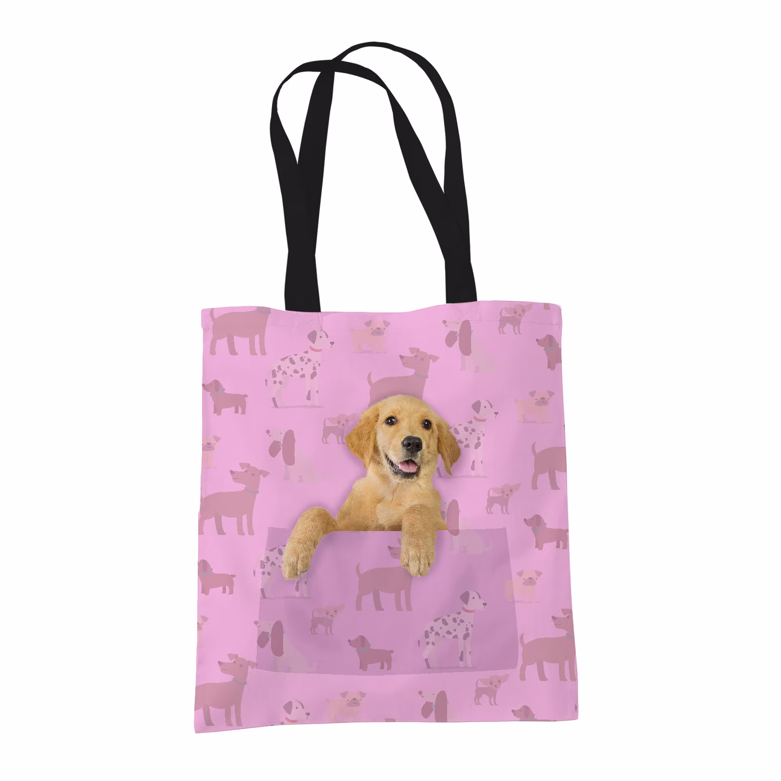 Golden Retriever Gifts For Dog Lovers Owners - Reusable Shopper Shoulder Tote Bags Fabric Gift Bag With Dogs On 4 Colours