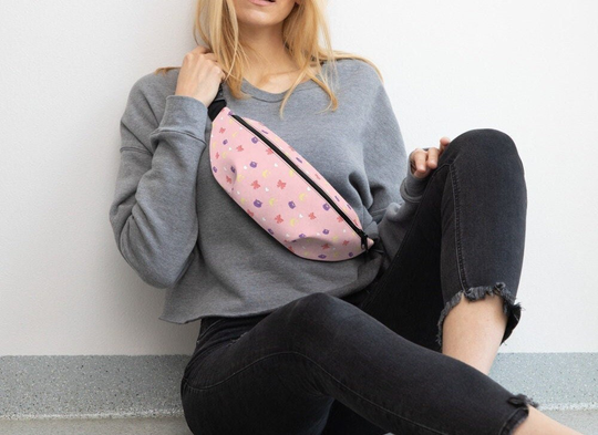 Sailor Moon Fanny Pack Kawaii Pastel Pink Bag Yume Crescent Cat Magical Girl Anime Hiking Walking Running Beach Pool