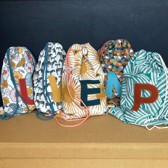 Big Bag - Handmade Drawstring Bag, Pump Travel Kit Personalised Option , UK