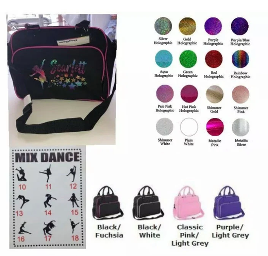 Personalised Modern Jazz Funky Dance Bag School Any Name Glitter Free Postage Gift Xmas Birthday Easter Little Girls