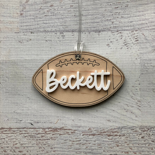 Personalized Football Bag Tag, Custom Name Sports Backpack Team Gift Idea, Tournament Gift, Engraved