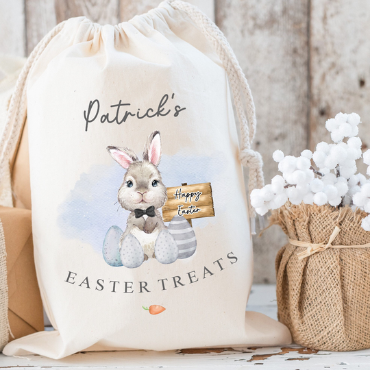 Personalised Easter Treat Bags, Easter Bunny Gift Gift, Girls & Boys Gifts, Egg Hunt Bag