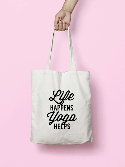 Life Happens Yoga Helps Tote Bag Long Handles K2509