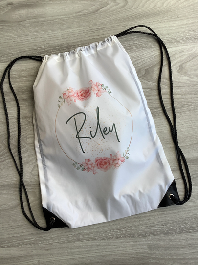 Personalised Drawstring Gym Bag | School Pe Dance Kit Swim Girls