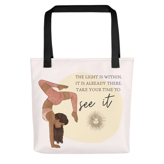 The Light Is Within, Yoga Bag, Tote Shopping Bag, Pose, Pattern, Botanical Breathe, Namaste Sac, Boho Bag
