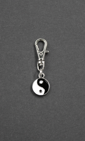 Yin-Yang Zipper Charm-Enamel-Silver-Tone