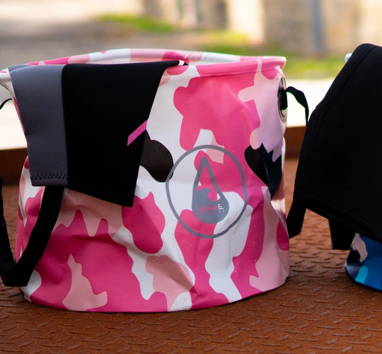 Beach/Surf Camo Pink Waterproof Folding Beach Bucket - Perfect For Beach, Lake+Pool A Great Gift Surfers, Sup Fans & Wild Swimmers