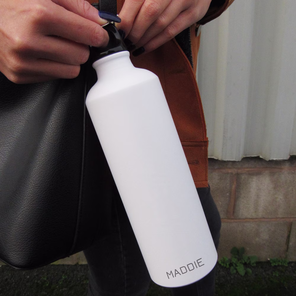 Fathers Day, Valentines Gift For Him, Personalised Metal Water Bottle, Colourful Matt 800Ml With Carabineer Clip - Gym, Work, Sports Bottle