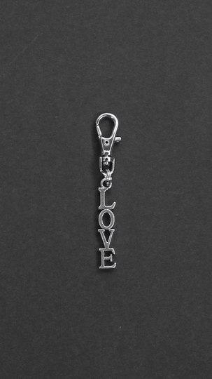 Love Zipper Charm-Word Charm-Silver-Tone
