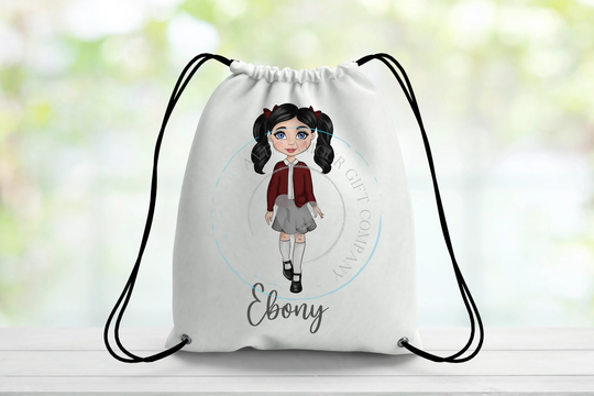 Personalised School Girl Drawstring Bag| Pe Bag|Nursery Bag|Spare Clothes Bag Welly