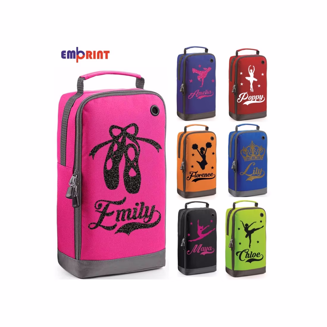 Personalised Dance Shoe Bag Girls Ballet Childrens Glitter Kit Kids School