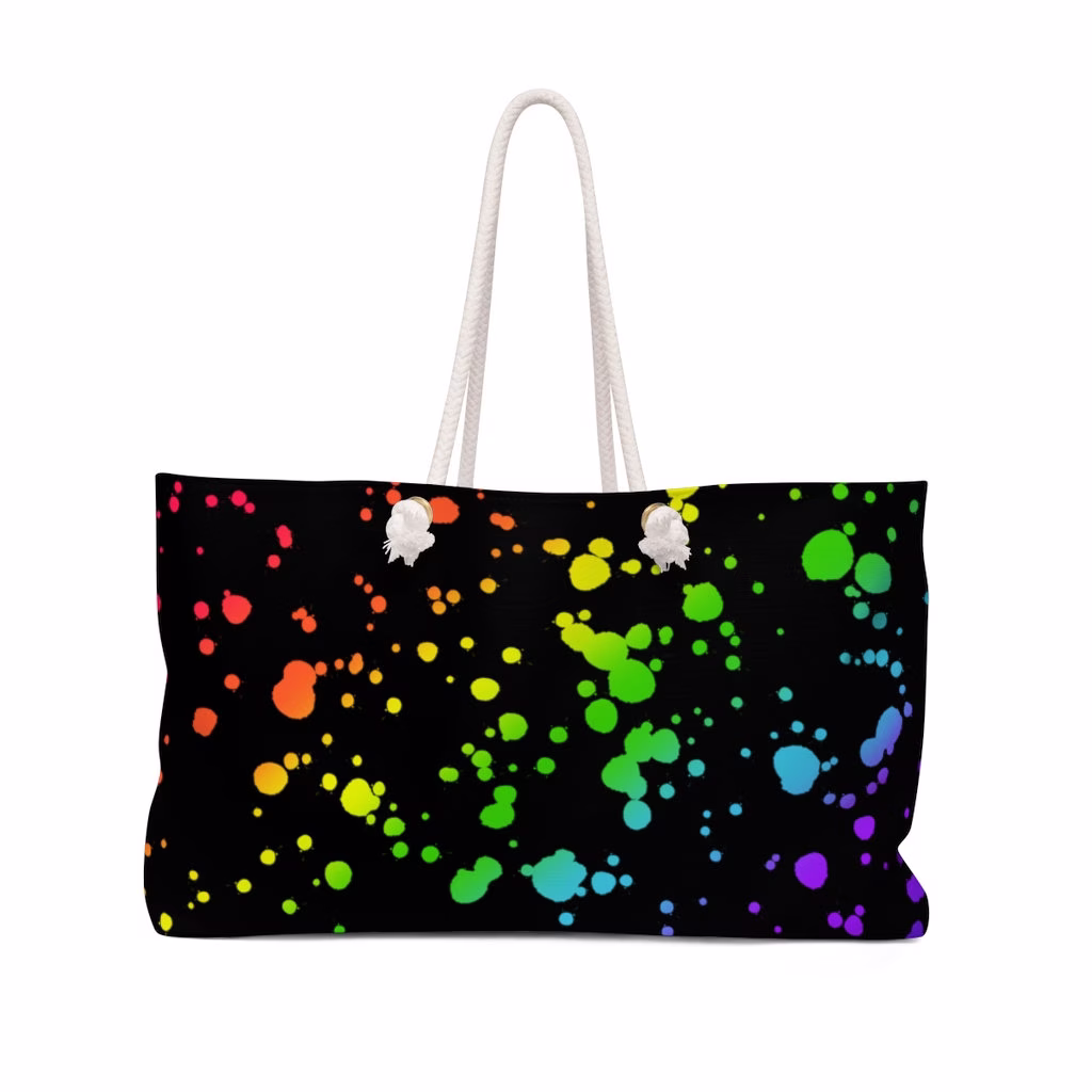 Rainbow Paint Splatter Tote