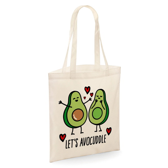 Let's Avocuddle Funny Cute Avocado Tote Shopper Bag - Natural Colour
