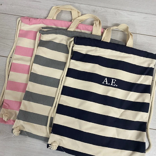 Personalised Nautical Drawstring Bag, Swimmng Rucksack, Gym Nursery Gymsac, Beach Available in 3 Colours