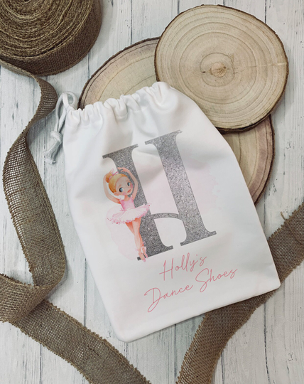 Personalised Dance Bag | Shoes Drawstring Initial Ballet