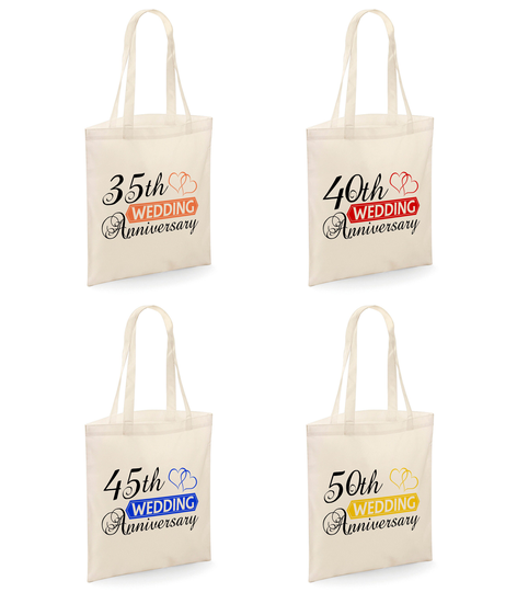 Wedding Anniversary - Two Hearts Traditional | 1st-70Th Tote Shopper Bag Natural