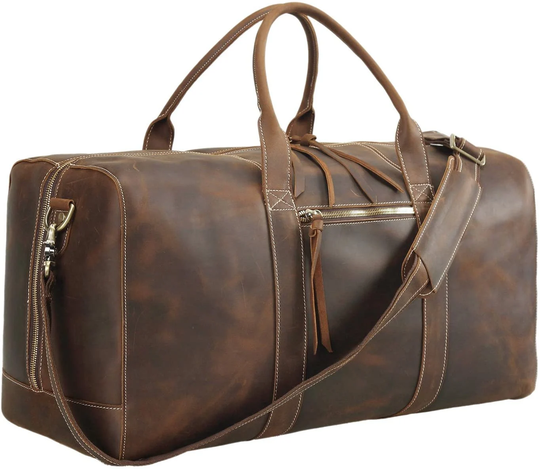 Handmade Leather Duffle Bag With Shoe Compartment Personalized Large Weekend Vacation Holidays Travel Best Men Gift Groomsmen