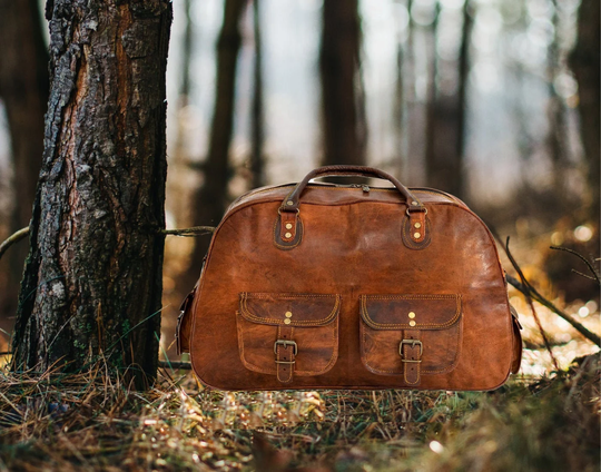 Unisex Genuine Leather Brown Bag Men Large Vintage Handmade Duffle Travel Gym Weekend Overnight Bag