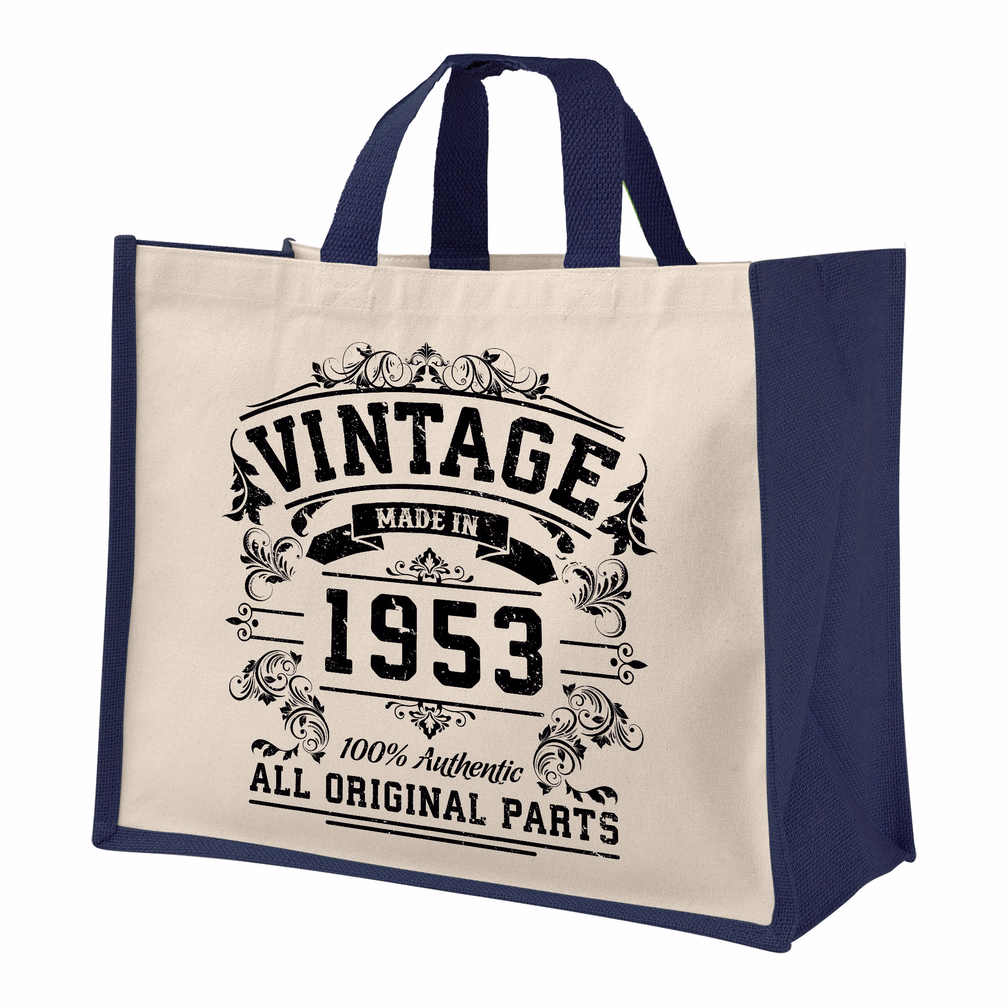 70Th Birthday Original Vintage Jute Bag Keepsake Gift For Her Birth Year 1953 Shopper Travel Available in 4 Colours & 2 Sizes