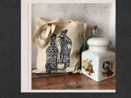 Bottle Tote Bag & Shopping Bag, Cotton Reusable
