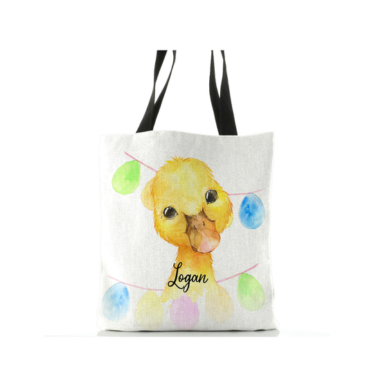 Personalised Duck Double Lined Tote Bag Customised With Name, Ideal College Or Shopping