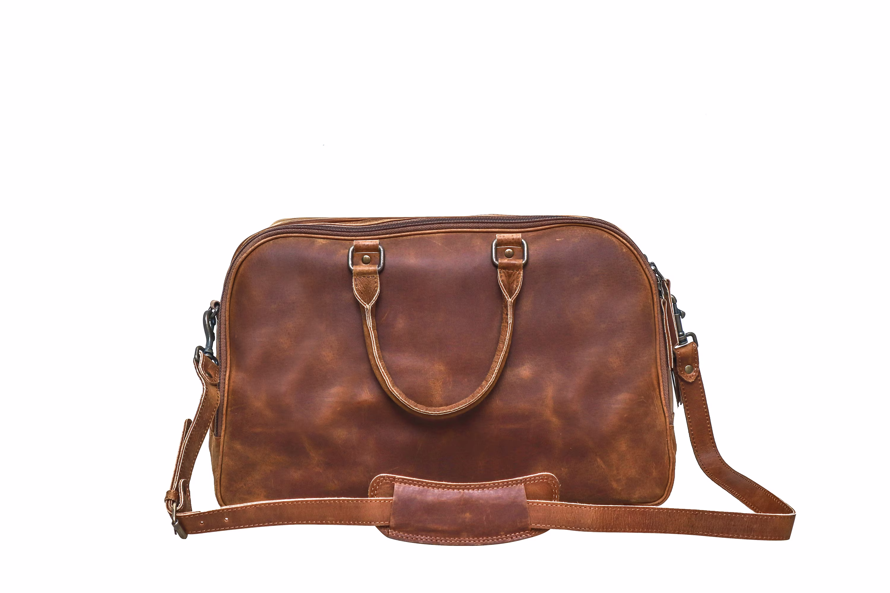 Leather Laptop Luggage Bag, Vintage Style Duffle Weekend Gym Overnight Travel Brown Holdall, Gift