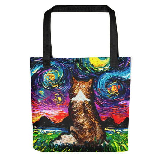 Tote - Sheltie Shetland Sheepdog Starry Night Dog Bag Handbag Artwork By Aja Dog Lover Gift Grocery Gym Overnight