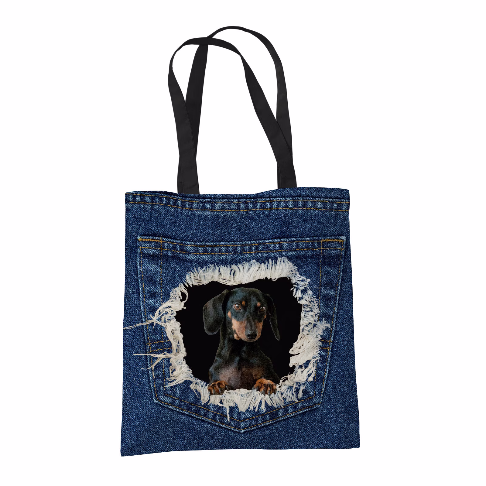 Dachshund Sausage Dog 2 Gifts For Lovers Owners - Reusable Shopper Shoulder Tote Bags Fabric Gift Bag With Dogs On