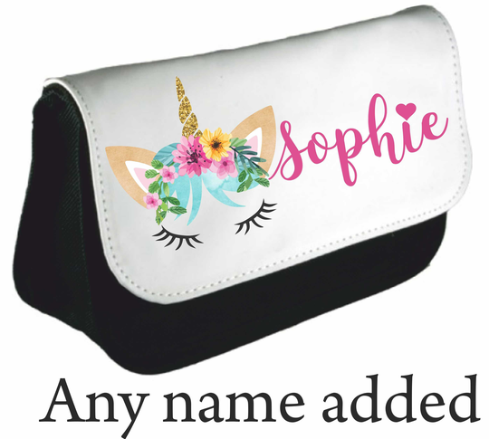 Personalised Unicorn Face Pencil Case Back To School Girls Free Delivery