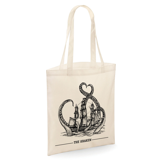 Vintage Kraken Illustration Cool Tote Shopper Bag - Natural Colour