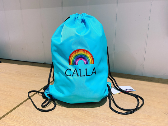 Personalised Rainbow Drawstring Bag, Dancing Bag, Embroidery, Rainbow, Girls School Pe Bag