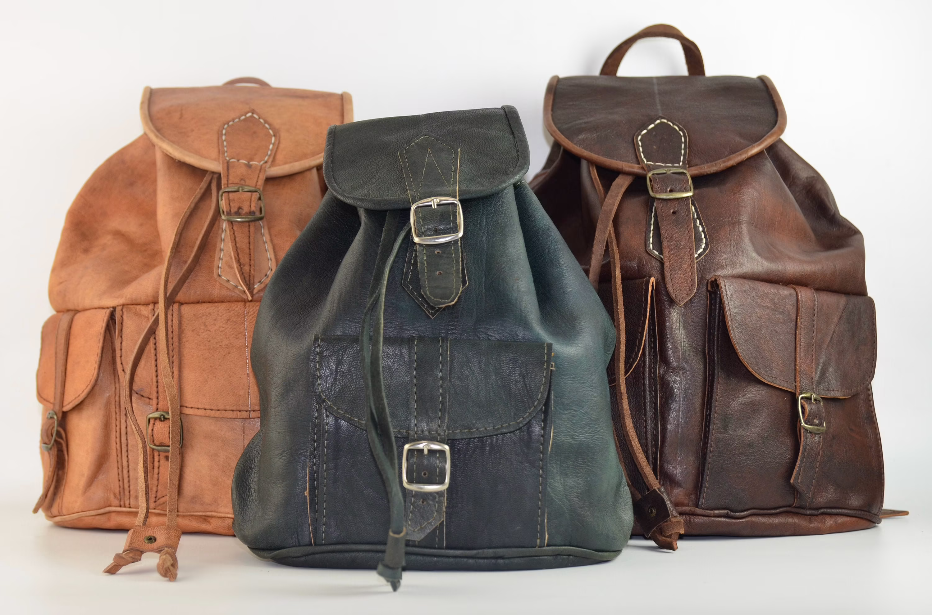 Leather Backpack Rucksack, Mens Backpack, Womens Vintage Style Handmade From Naturally Tanned Organic Moroccan Leather