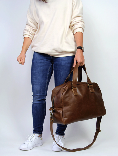 Brown Leather Bag Large Duffel Travel Bag, Cross Body Bag, Shoulder Carryall Gym