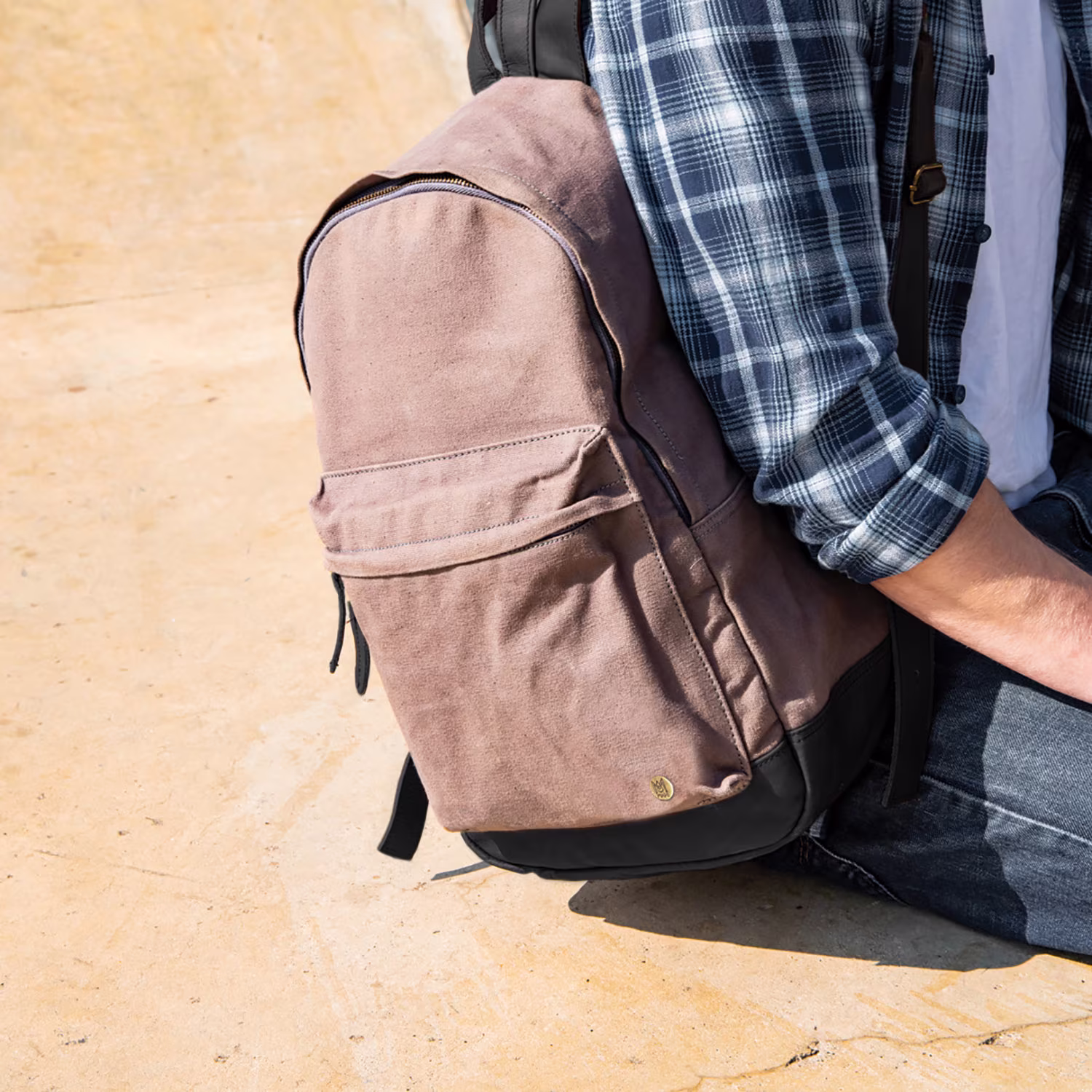 Personalized Initials Canvas Leather Backpack With 13