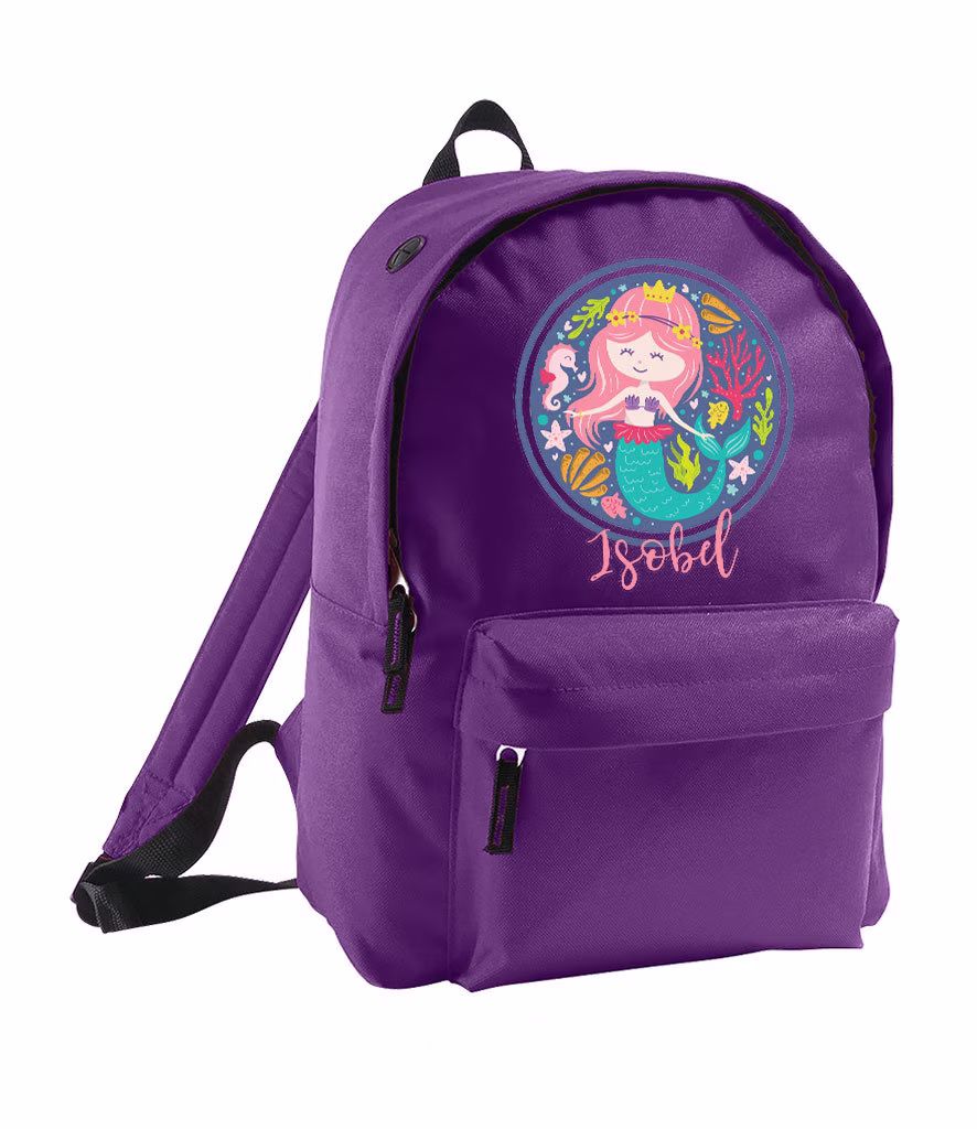 Personalised Backpack Girls School Bag With Name, Mermaid Backpack, Preschool Backpack, Children's Bag, Back To School