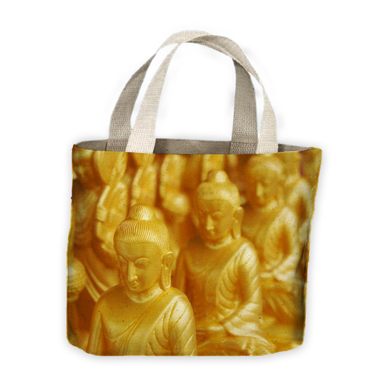 Golden Buddha Statues Tote Shopping Bag For Life - Buddhist Buddhism